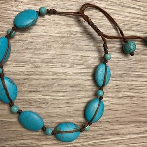 Artisan adjustable size turquoise rock/stone bracelet